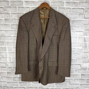 Pierre Balmain Vintage Mens 46R Glen Grandpa Plaid Blazer Two Button Sport Coat